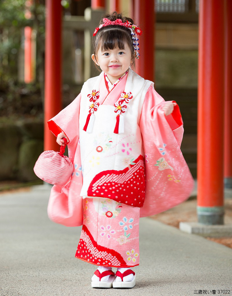 七五三 三歳 女児 被布 着物 フルセット 着物地は日本製 NO34631-